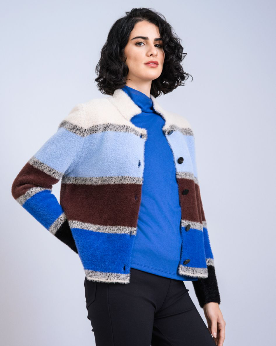 Scorzzo Striped Knit Cardigan – AW25/26