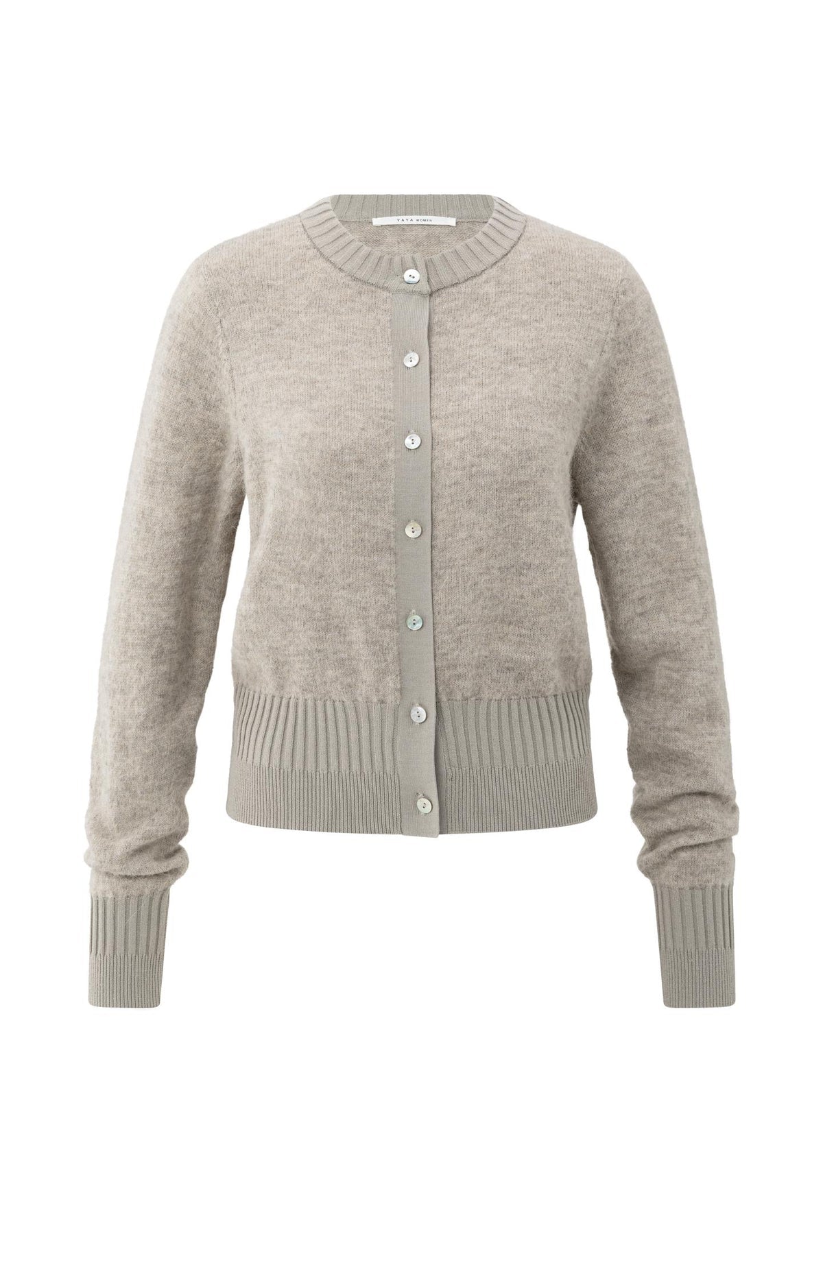 Long sleeve cardigan with double rib details