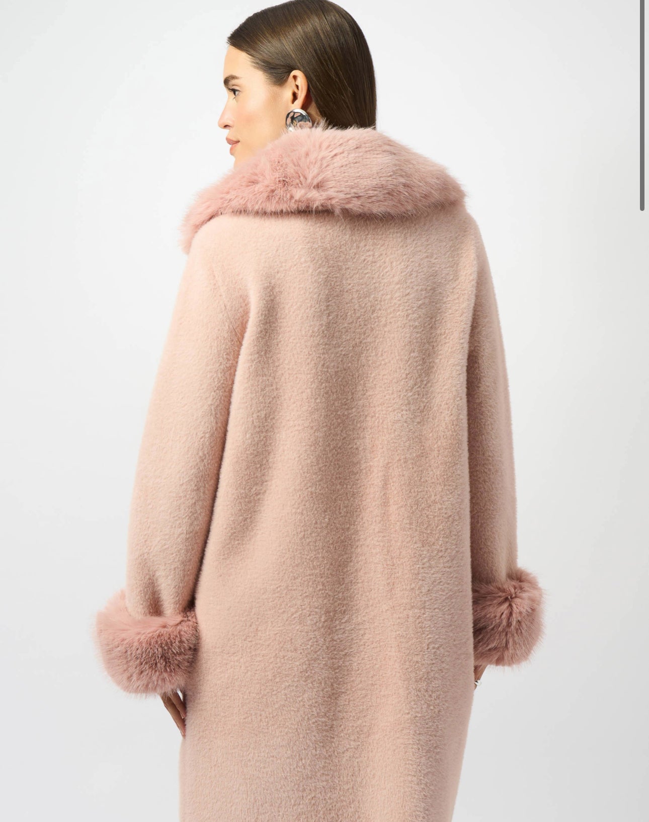 JOSEPH RIBKOFF Feather Yarn and Faux Fur Sweater Coat- 243923F25