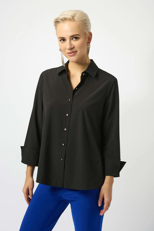 Stretch Poplin Button-Front Blouse with Zipper Accent
253923