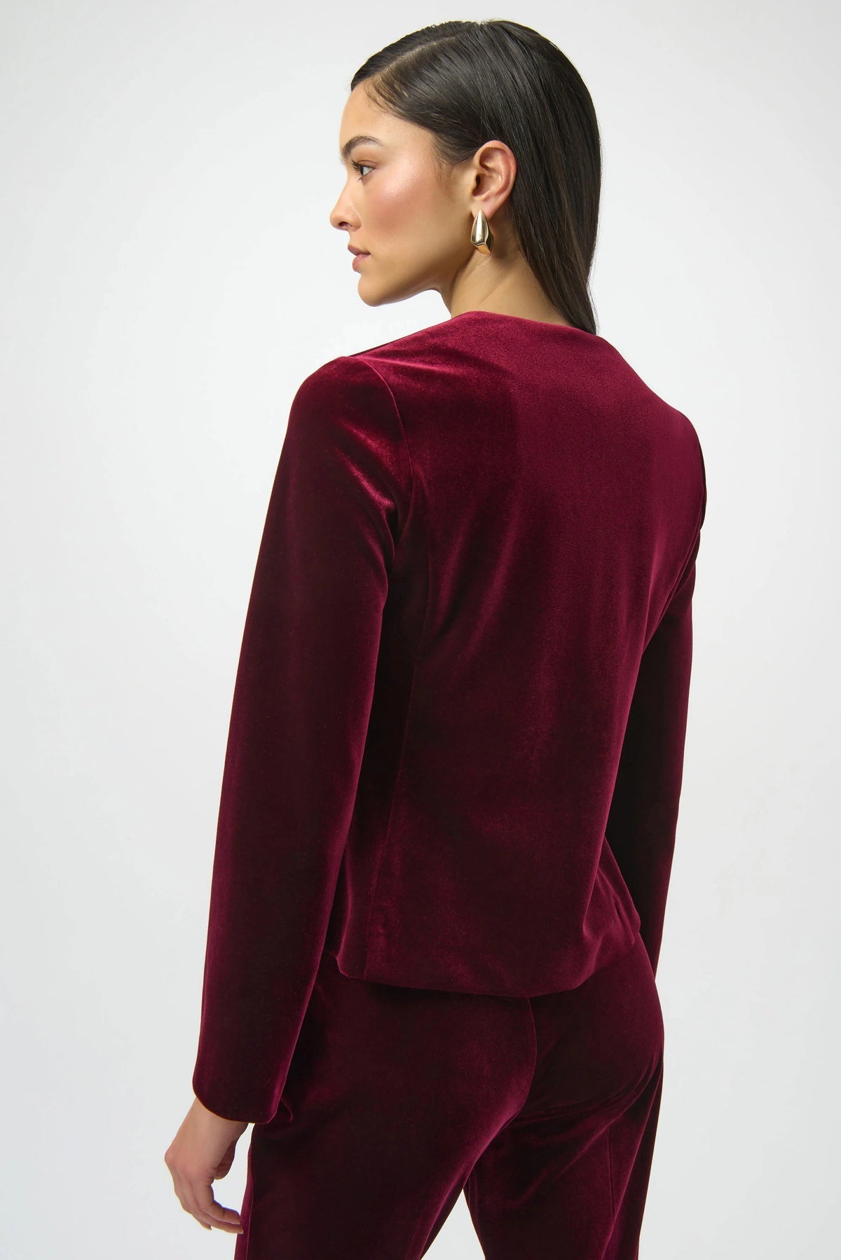 JOSEPH RIBKOFF VELVET SQUARE BLAZER - BURGUNDY 254197