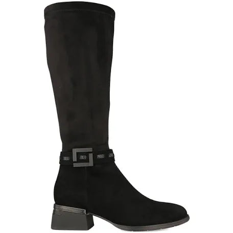 Loretta Vitale Black Stretch Knee-High Boots