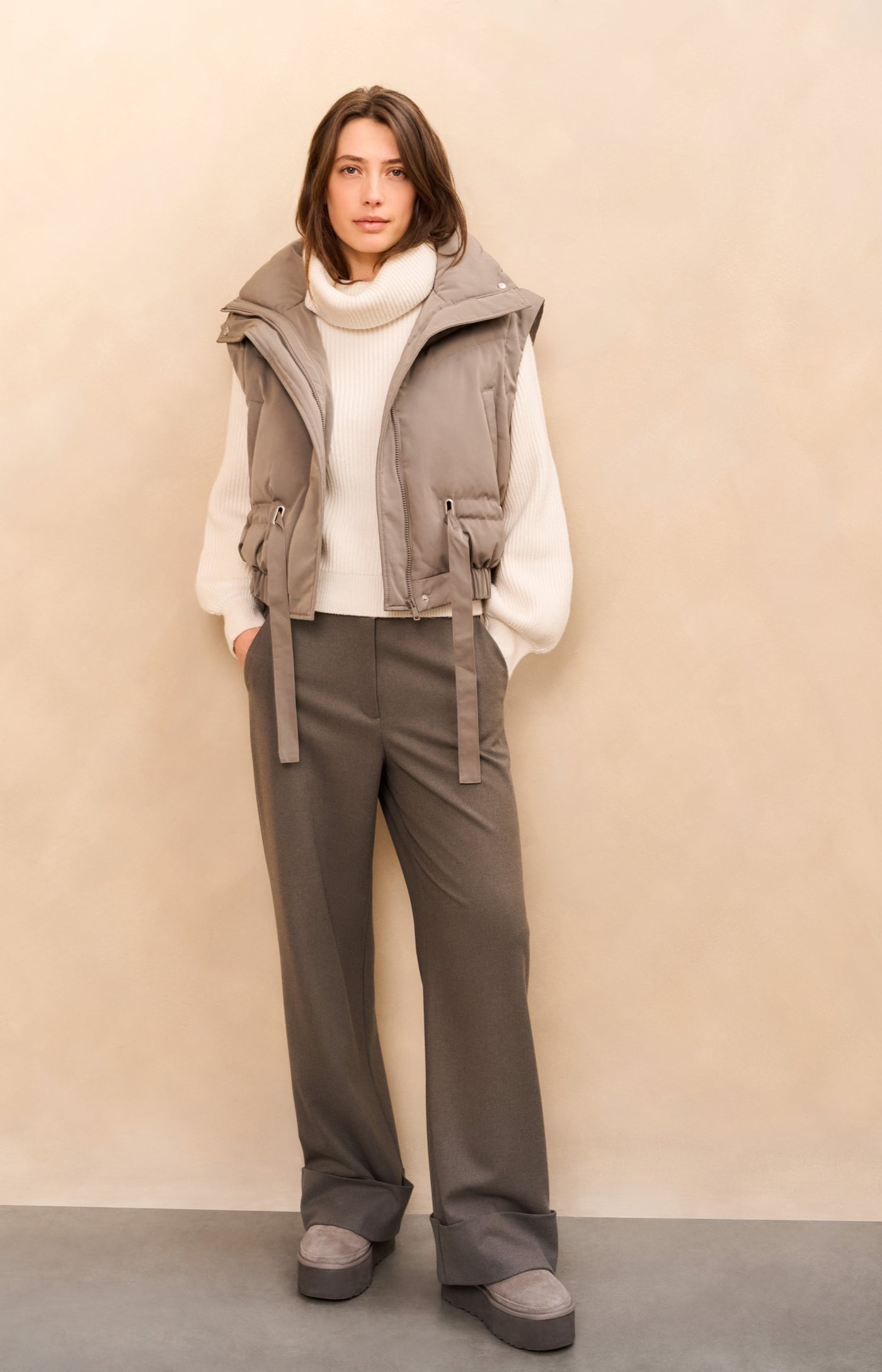 YAYA cropped nylon jacket with zip-off sleeves