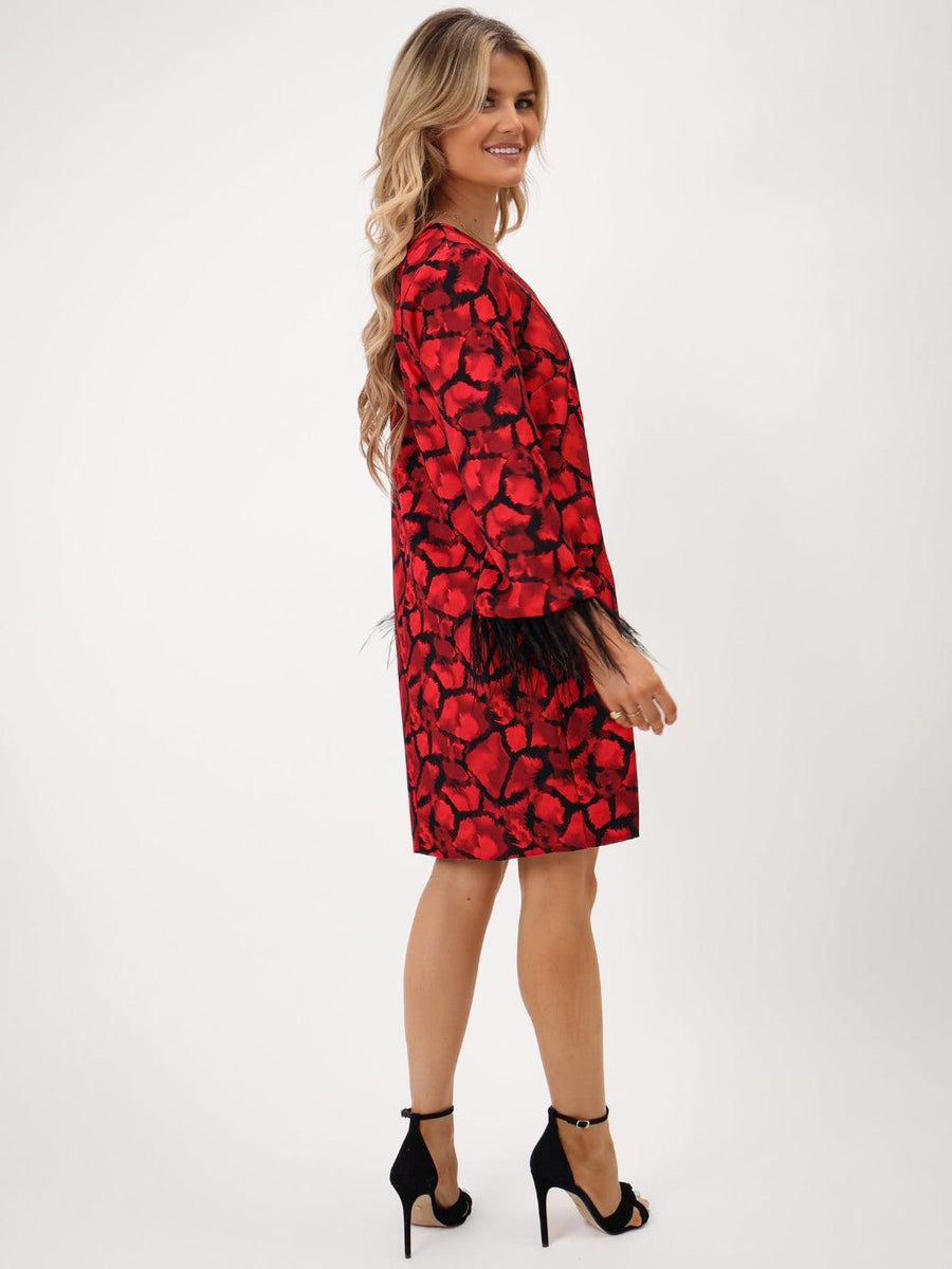 TAYLOR MINI SHIFT DRESS IN RED PRINT