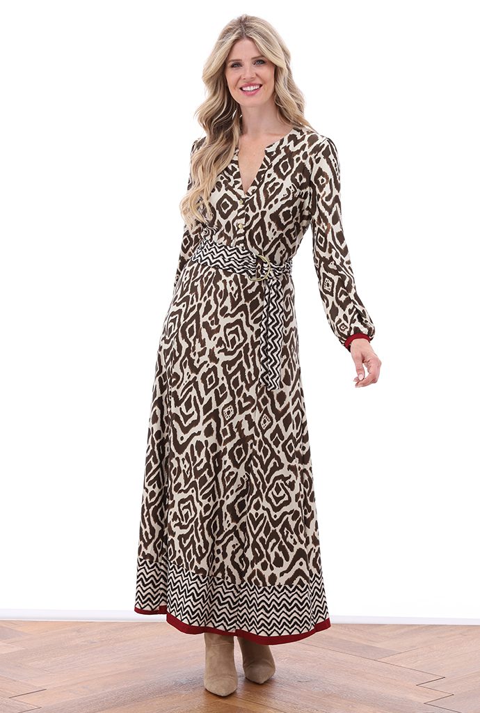 K Design Brown/cream Maxi dress