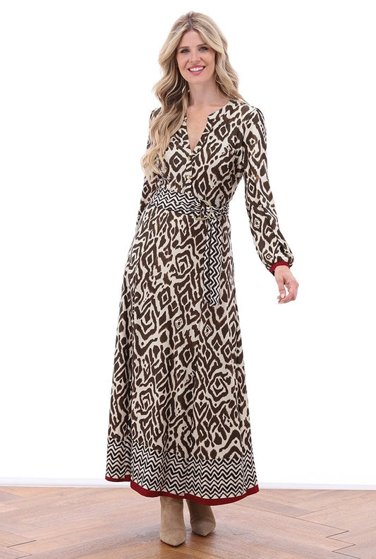 K Design Brown/cream Maxi dress