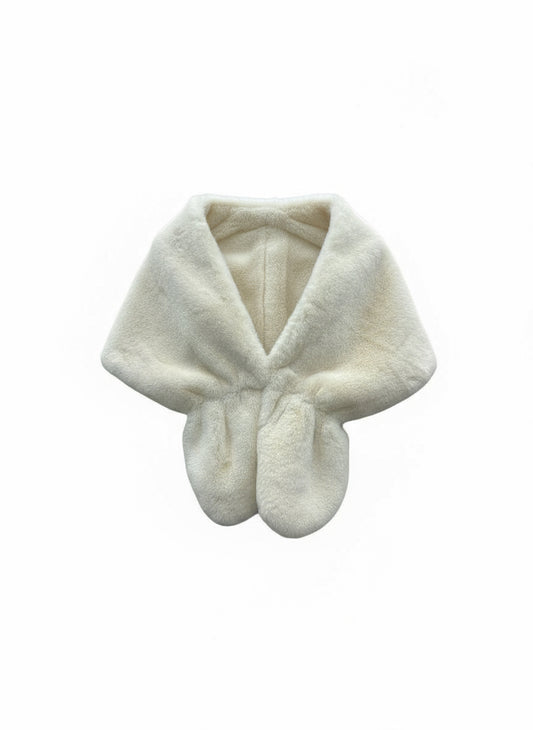 Doctor Bear faux fur cope in cream