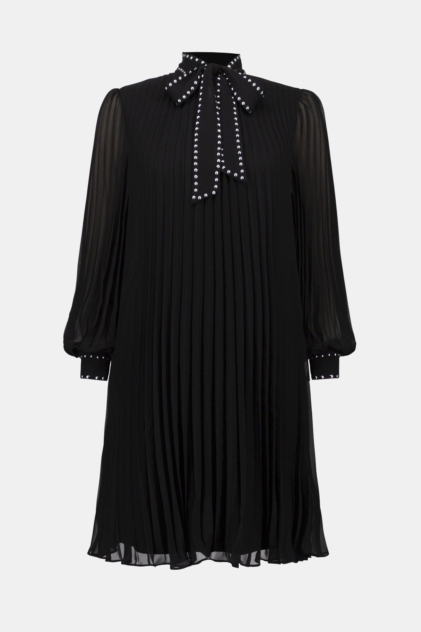 Pleated Chiffon Aline Dress with Neck Tie