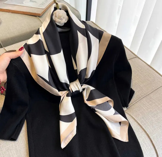 Black and ivory floral scarf