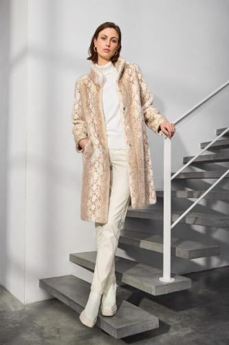 Micha Faux Fur 25667 Coat – Beige Snake Print