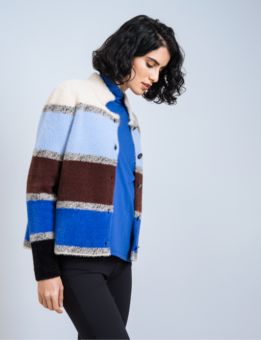 Scorzzo Striped Knit Cardigan – AW25/26