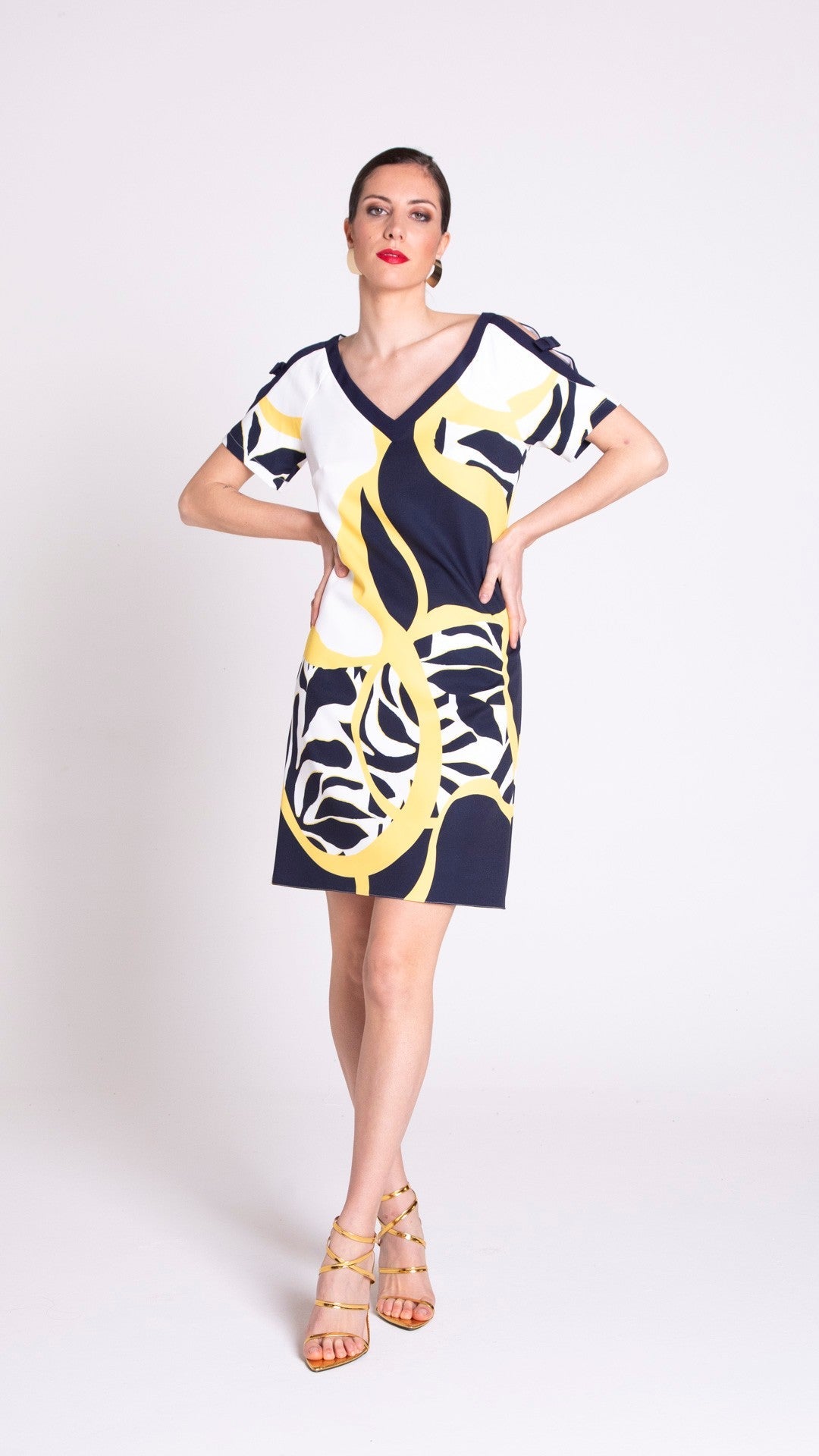 Edas navy white/yellow dress