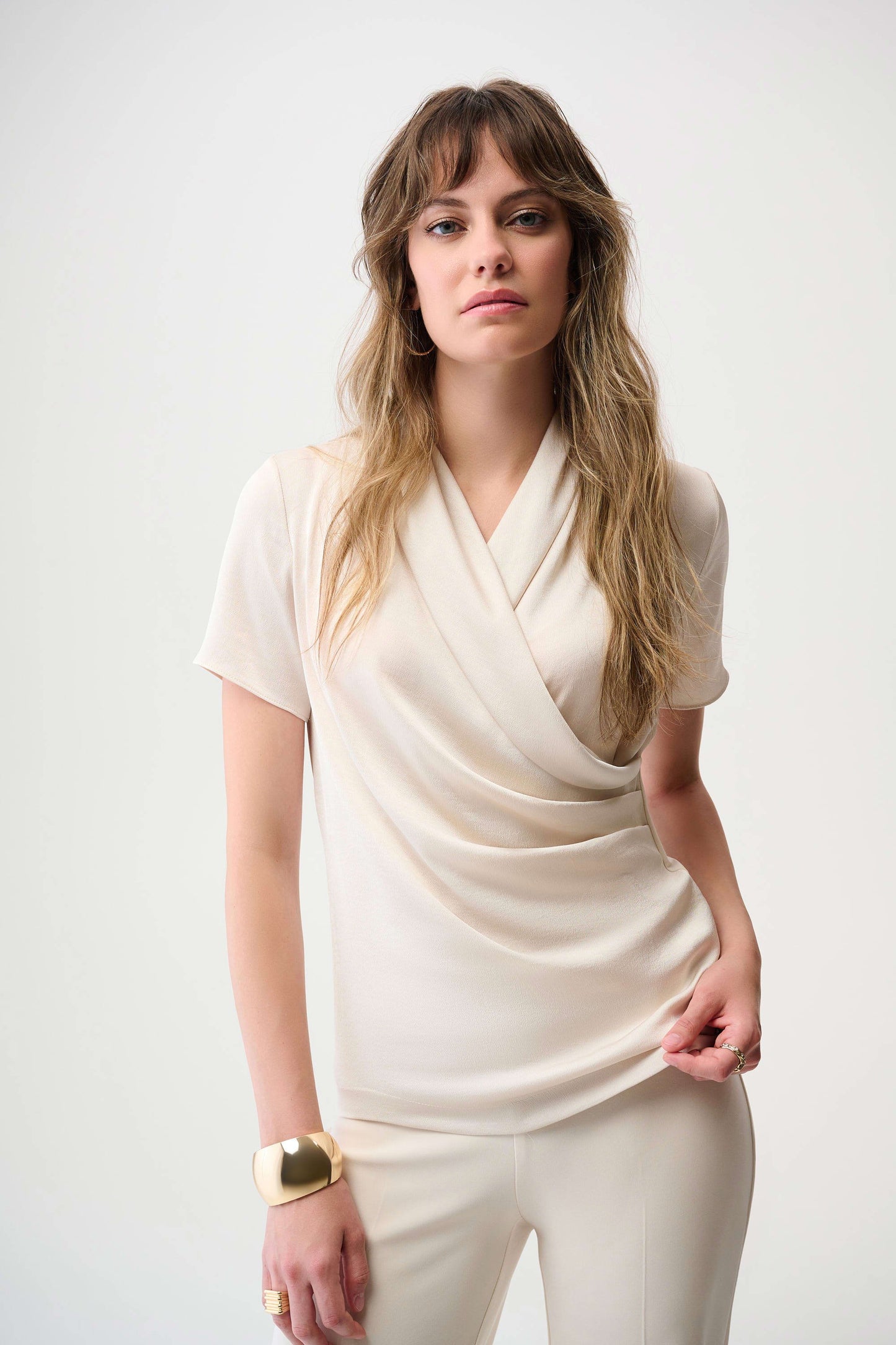 JOSEPH RIBKOFF 253237F25 Recycled Satin And Silky Knit Wrap Top