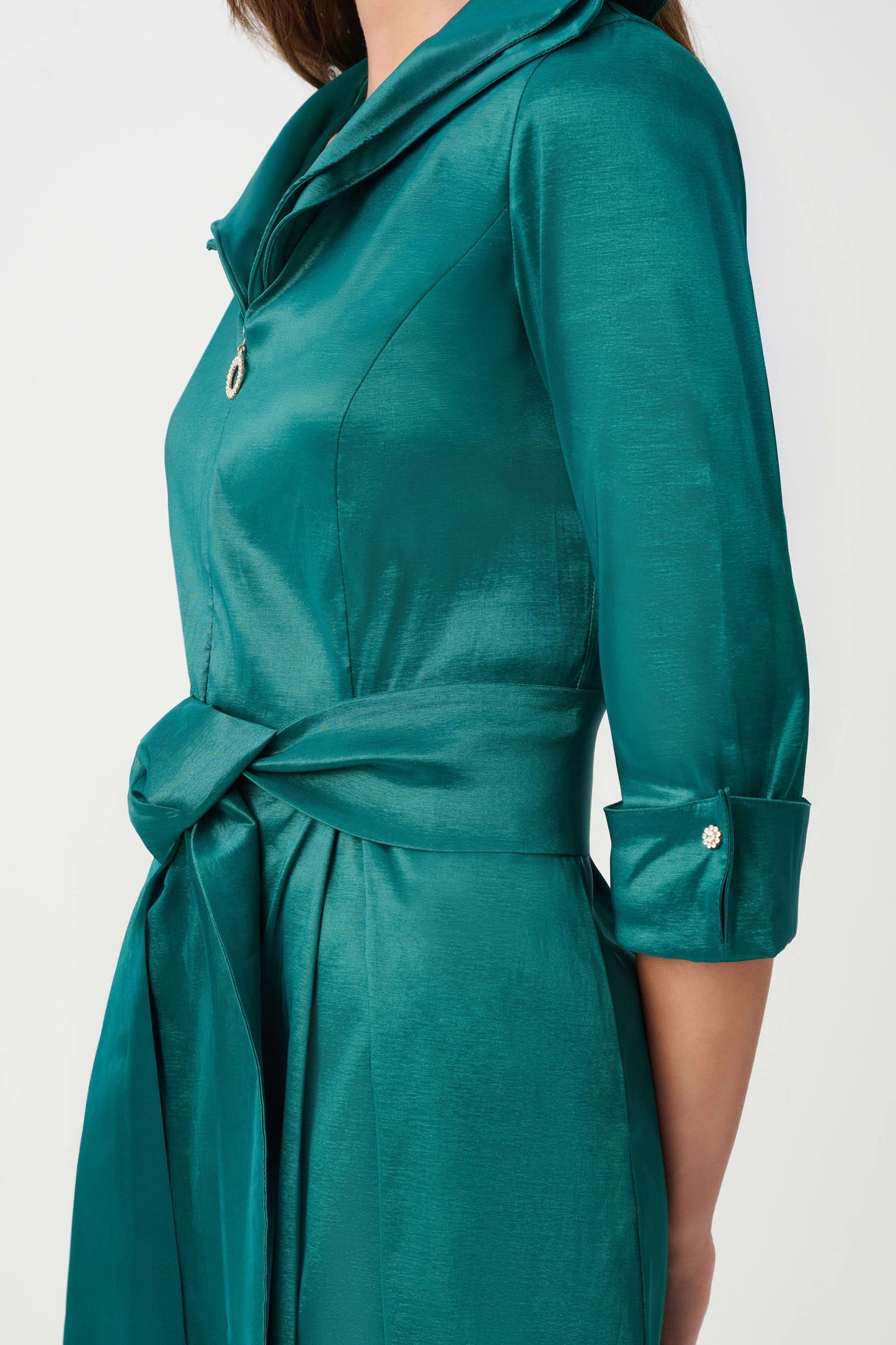 JOSEPH RIBKOFF Signature | Stretch Taffeta Fit And Flare Dress With Lapel Collar 261719F26