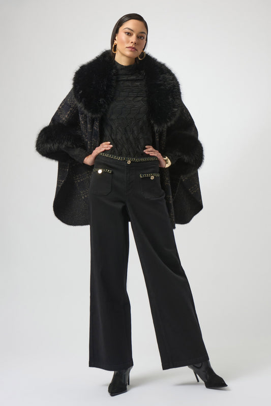 Classic Wide Leg Stretch Jeans with Braided Trim
254915