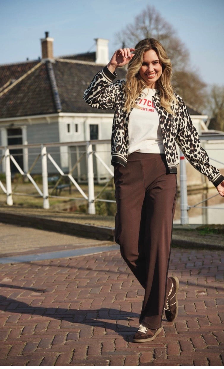 264 Lisanne Leopard Print Bomber Jacket
