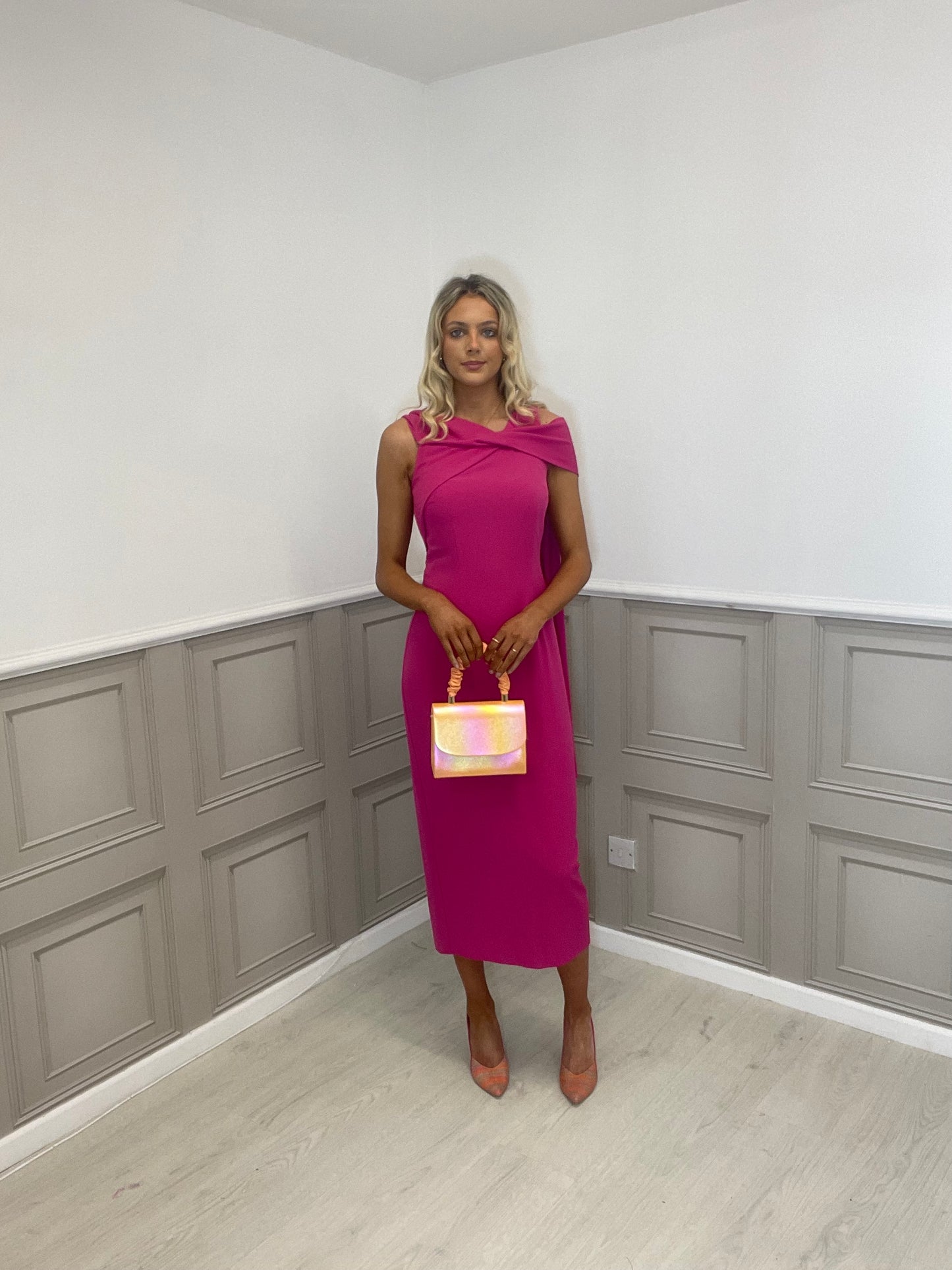 Olimara fuchsia pink dress.