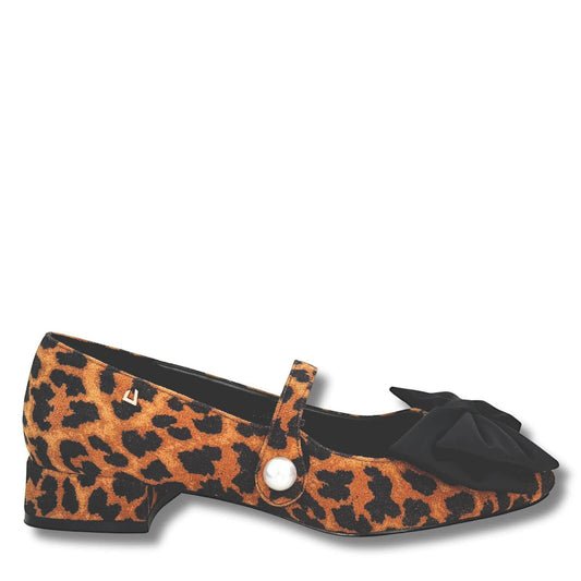 UNA HEALY Leopard Print Suede Mary Jane with Bow
