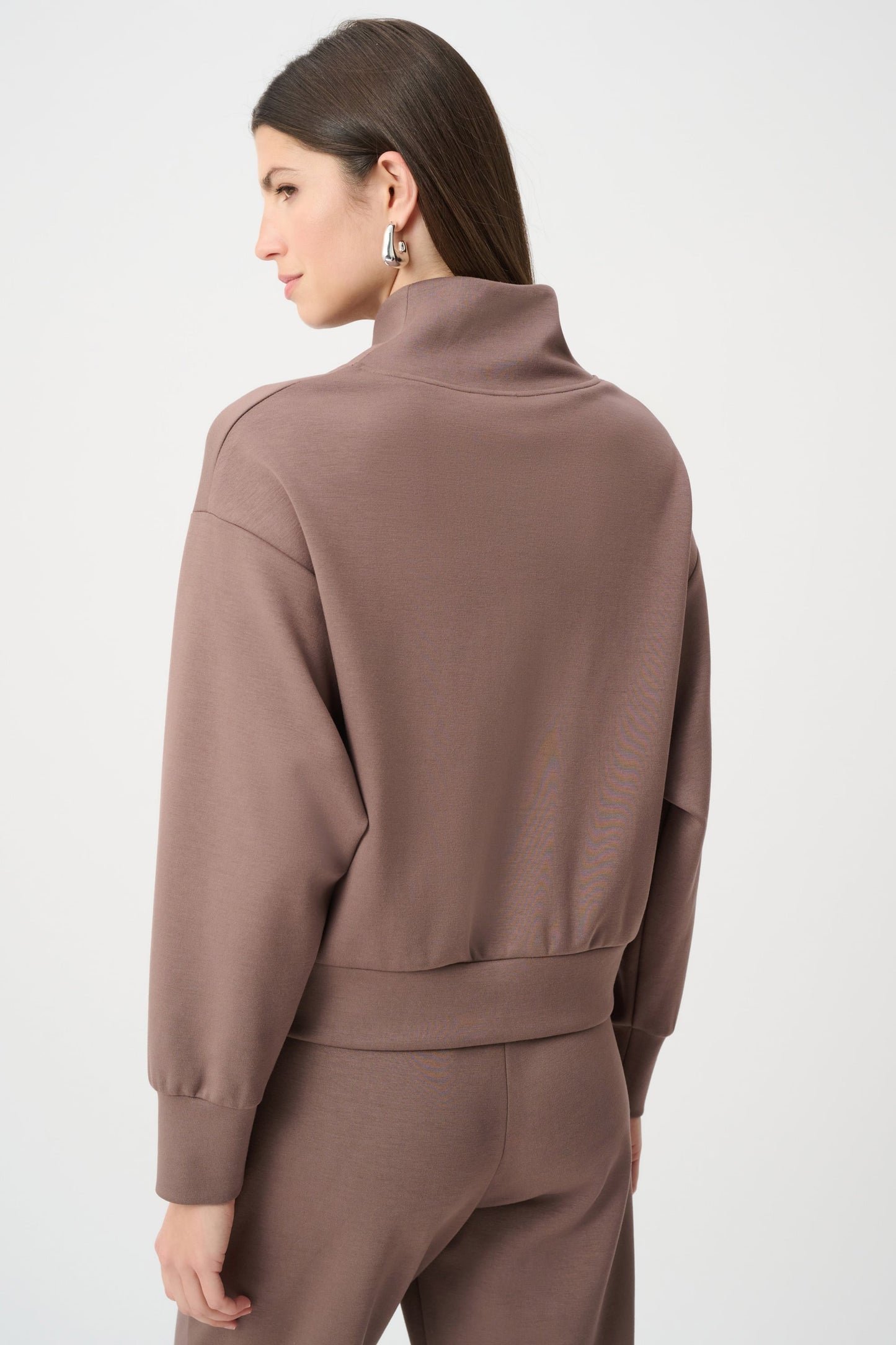 JOSEPH RIBKOFF Scuba Jersey Boxy Sweatshirt With High Collar and Front Zipper 261610F26
