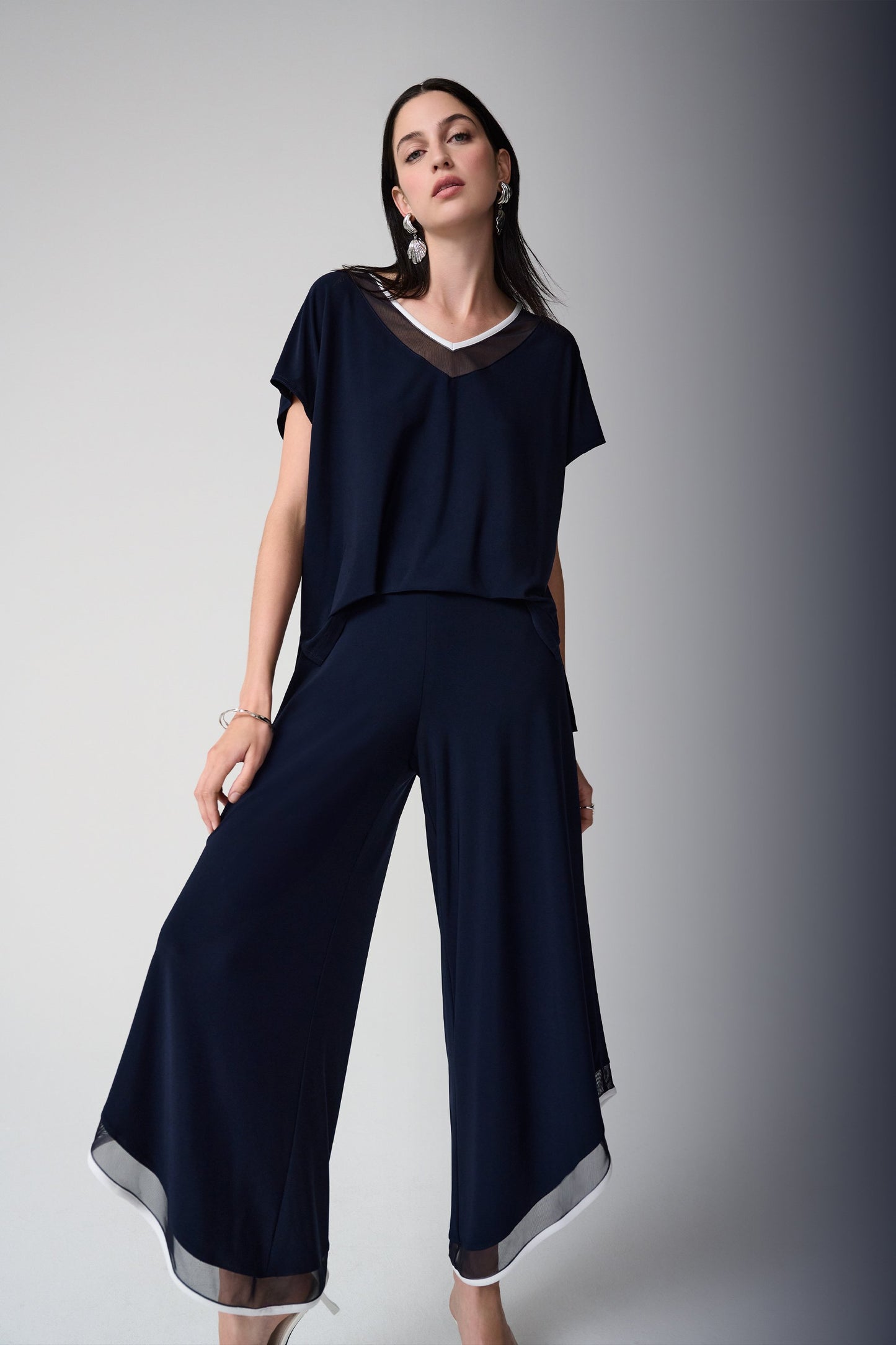 Silky Knit Color Block Wide Leg Culotte Jumpsuit
261012