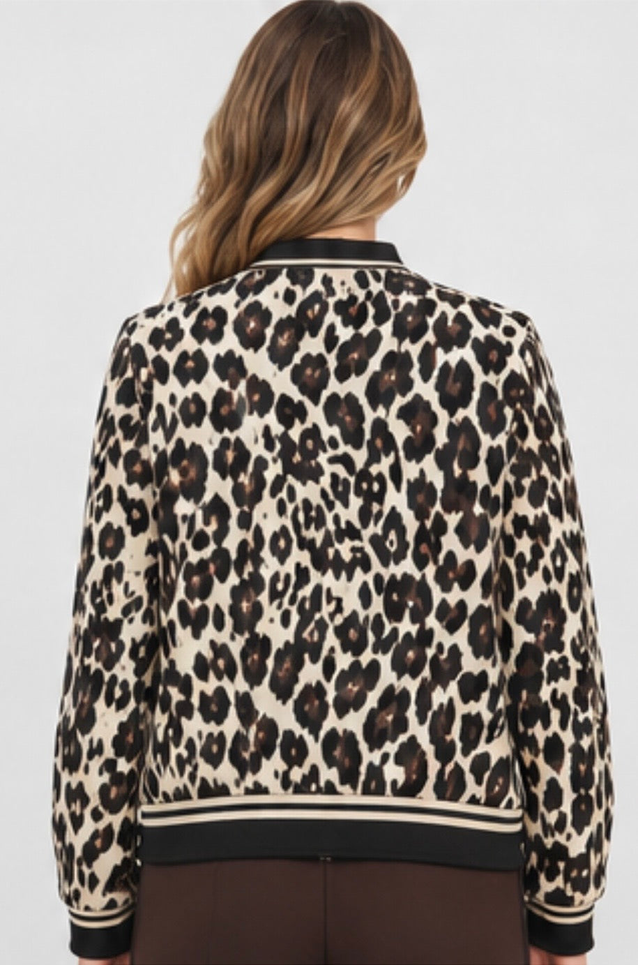 264 Lisanne Leopard Print Bomber Jacket