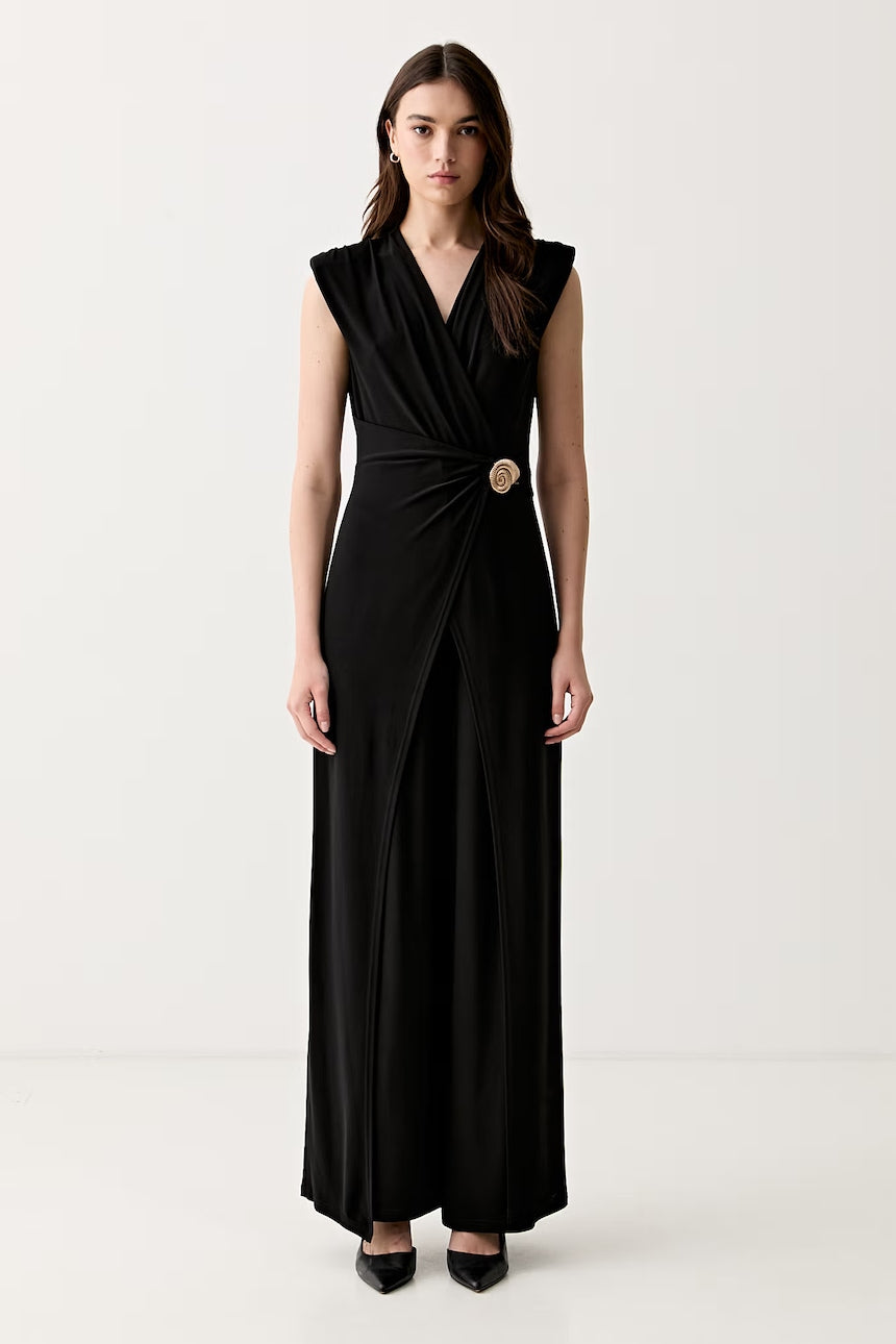 JOSEPH RIBKOFF 262251 Black jumpsuit with shell detail