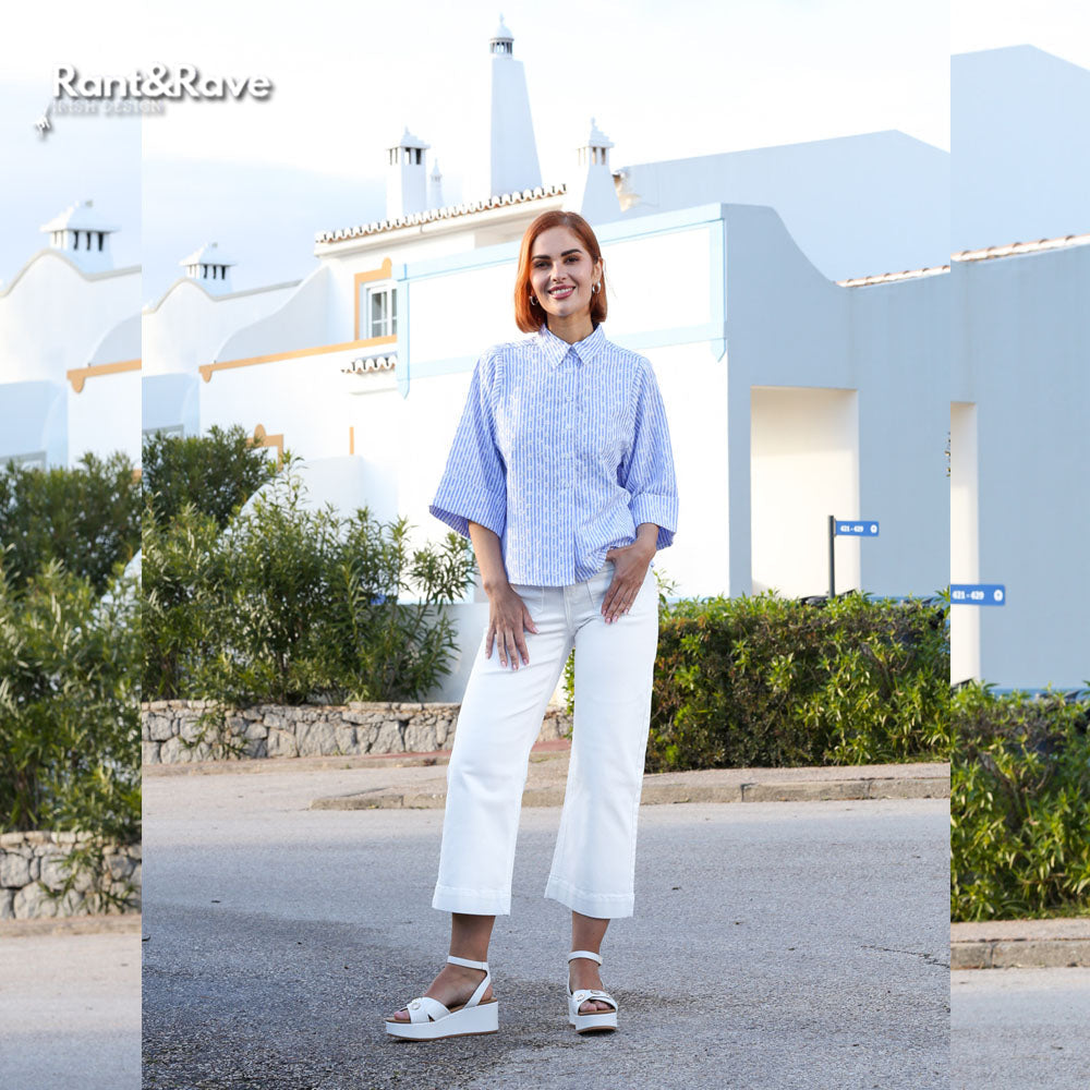 Rant & Rave Enid Crop Wide Leg Jean Soft White