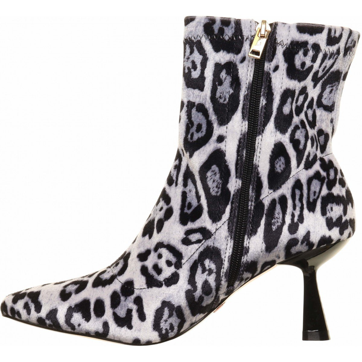 Una Healy Black White Leopard High Heel Stretch Ankle Boots