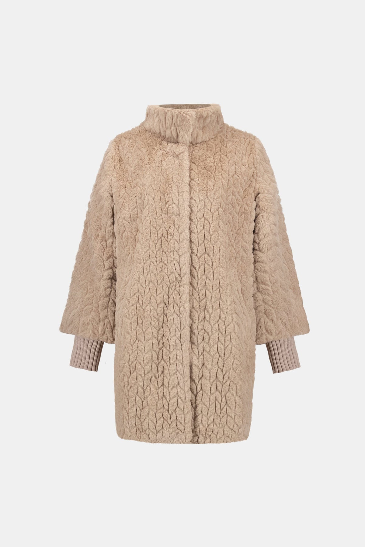 JOSEPH RIBKOFF 263915 Chevron Faux Fur Coat
