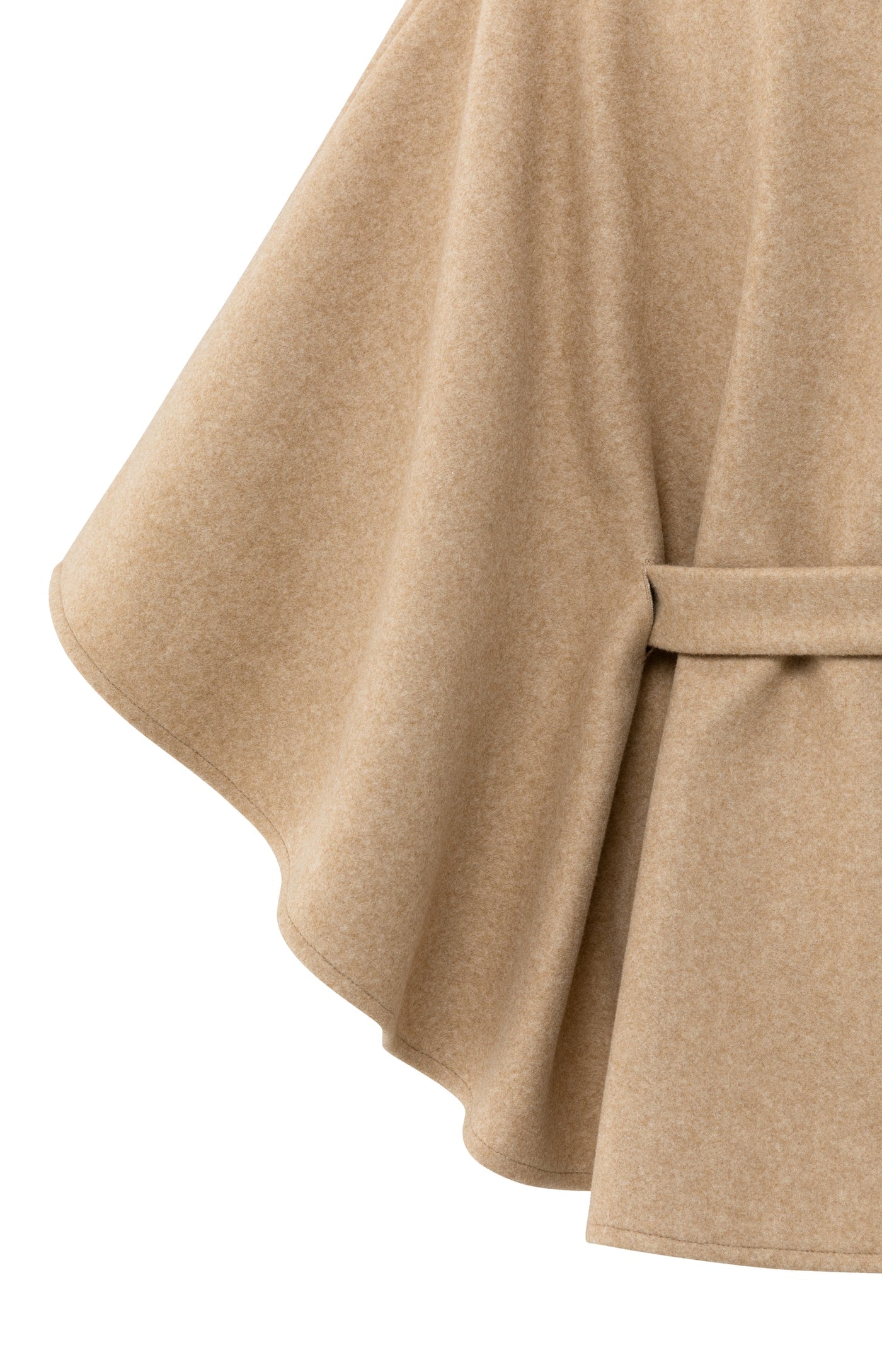 YAYA soft woven poncho with collar and belt in light camel melange