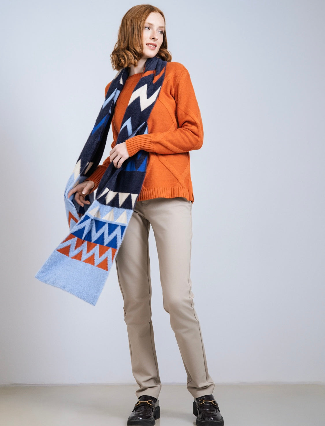 Scorzzo Large Geometric Knit Scarf