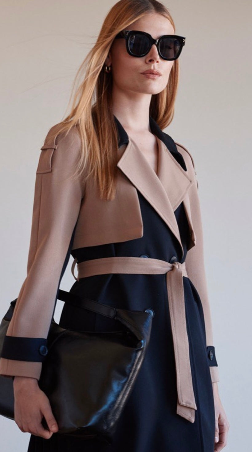 Argiddo Two-Tone Belted Mac