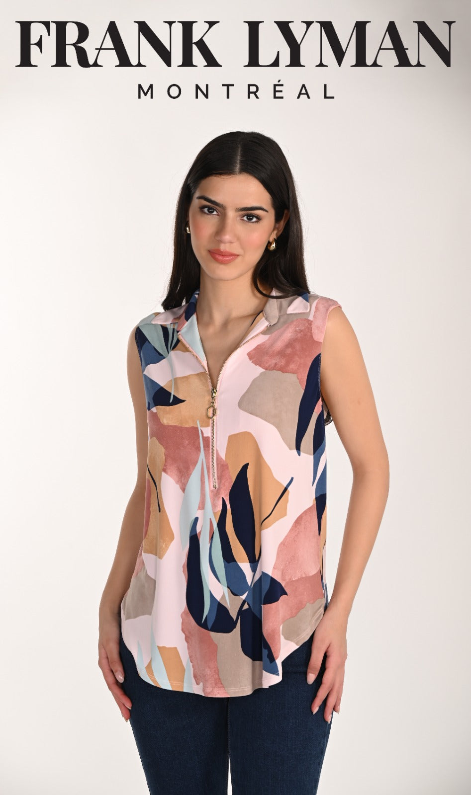 Frank Lyman Sleeveless Zip Front Top – Style 266132