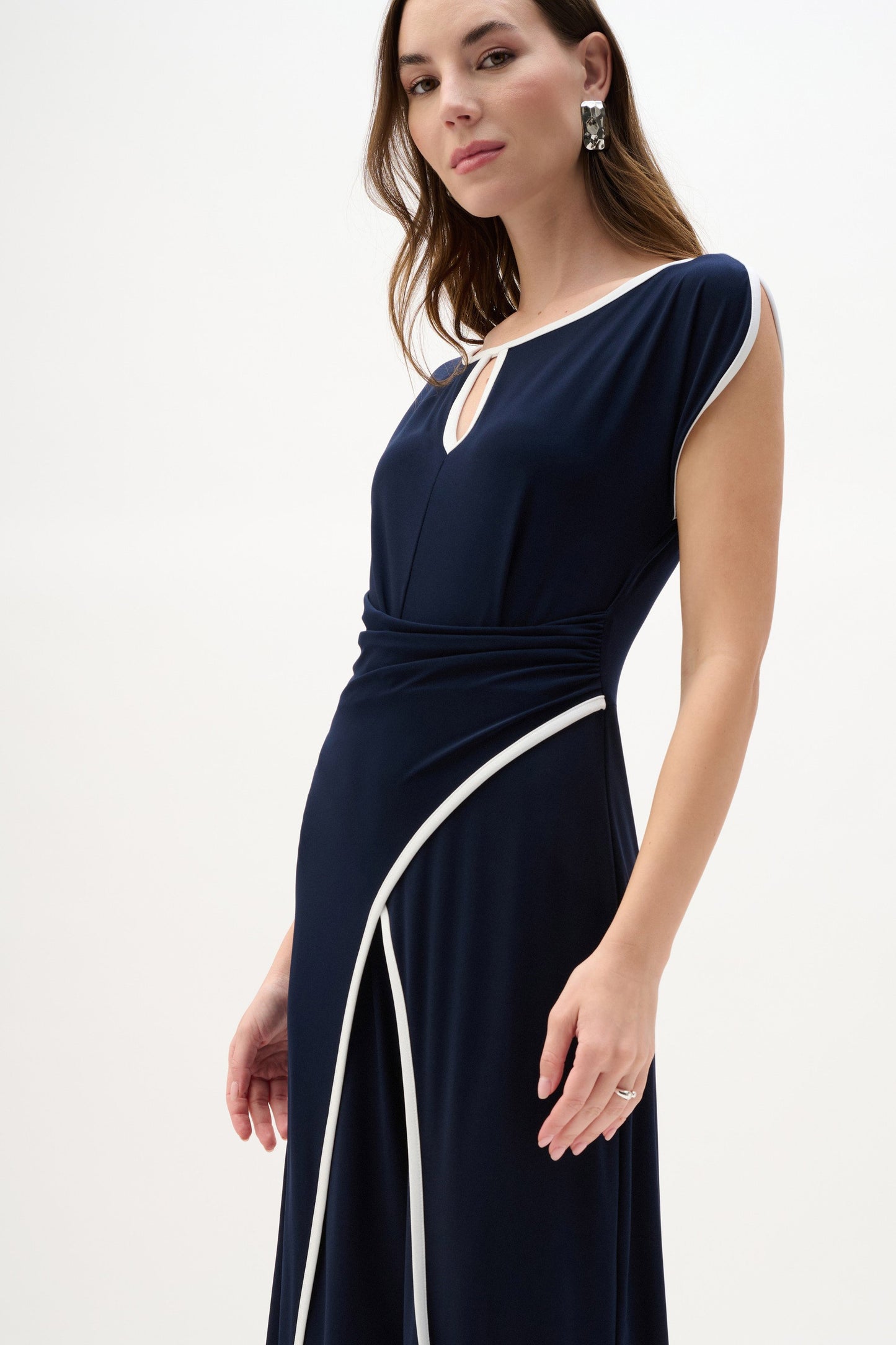 JOSEPH RIBKOFF 262092 Silky Knit Culotte Jumpsuit With Draped Bodice