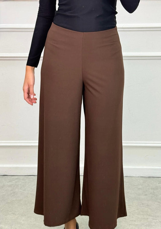 Chocolate brown wide leg trousers