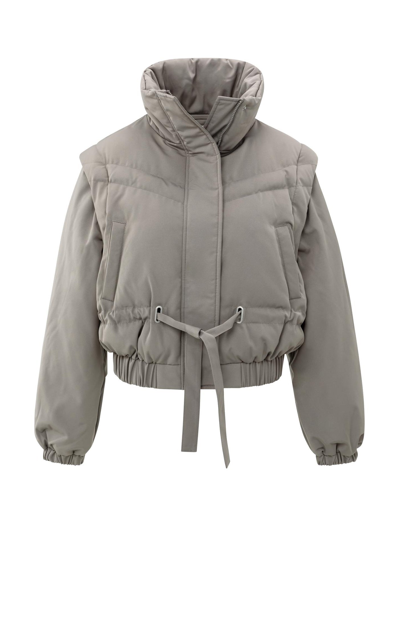 YAYA cropped nylon jacket with zip-off sleeves