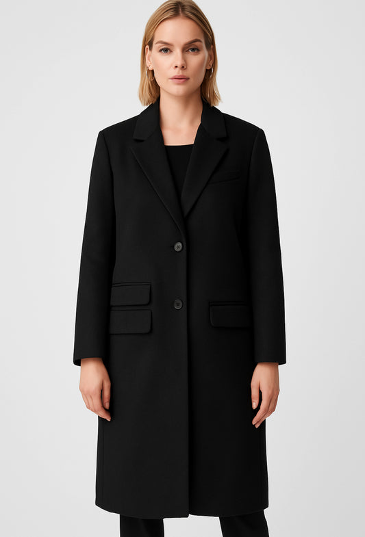 ARGGIDO BLACK TAILORED WOOL-BLEND COAT