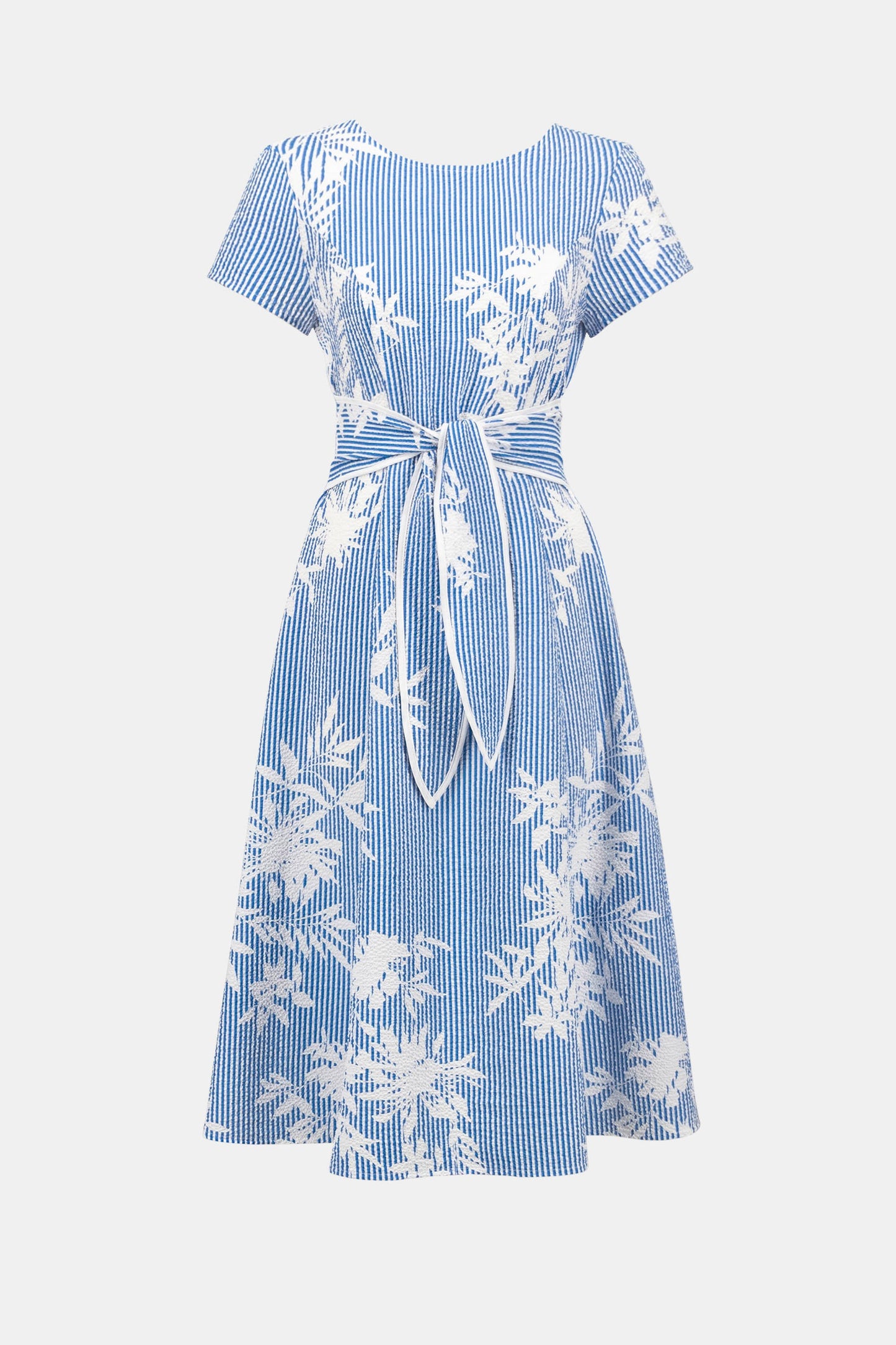 JOSEPH RIBKOFF 262191 Woven Seersucker Floral Print Fit And Flare Dress