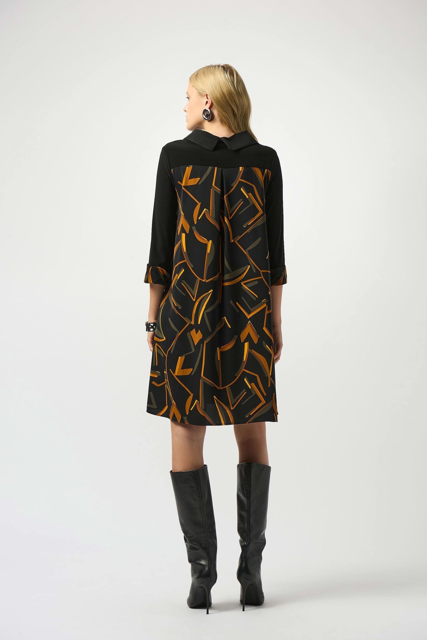 Recycled Woven Abstract Print And Silky Knit Dress
253186
