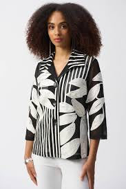 Joseph Ribkoff 251963 Black Vanilla Mesh and Satin Soutache Jacket