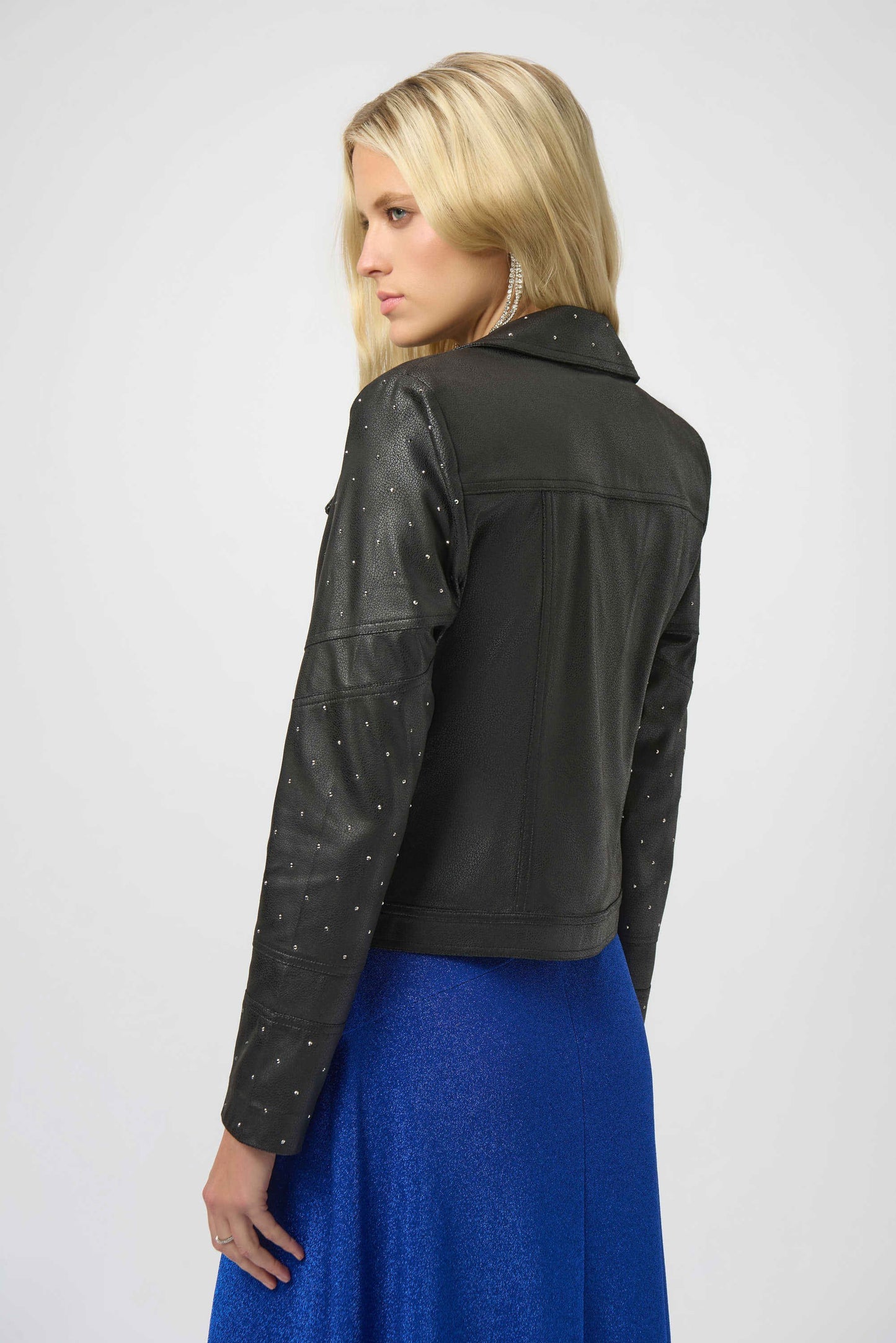 Foiled Faux Suede Fitted Jacket with Rhinestones
254904