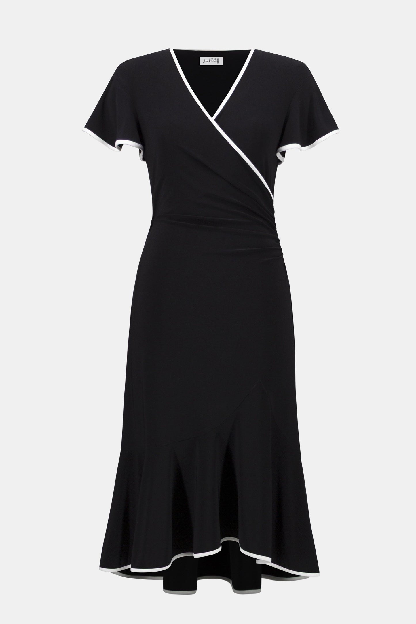 Silky Knit Wrap Dress With Contrast Trim
261013