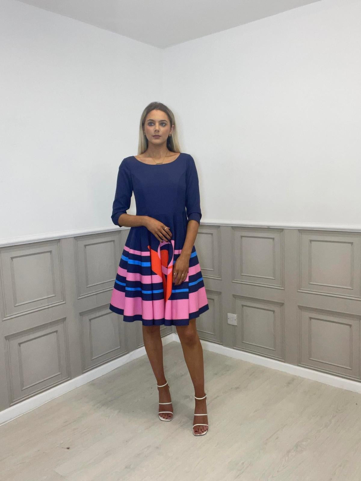 Navy/pink coco doll A-Line dress. STRICTLY NO RETURNS OR REFUNDS ON SALE ITEMS