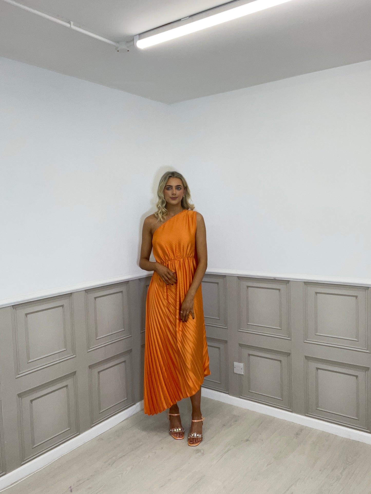 Tessa orange one shoulder dress