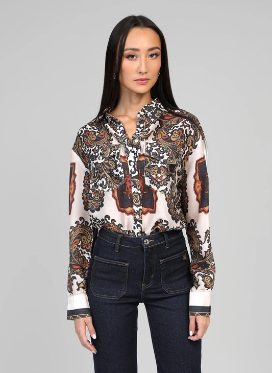 Paisley Print Satin Blouse