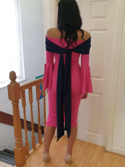 Red and Royal fuchsia pink and navy dress. SALE NO EXCHANGE.