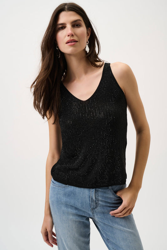 JOSEPH RIBKOFF 252915CO Metallic Knitted Camisole with Rhinestones