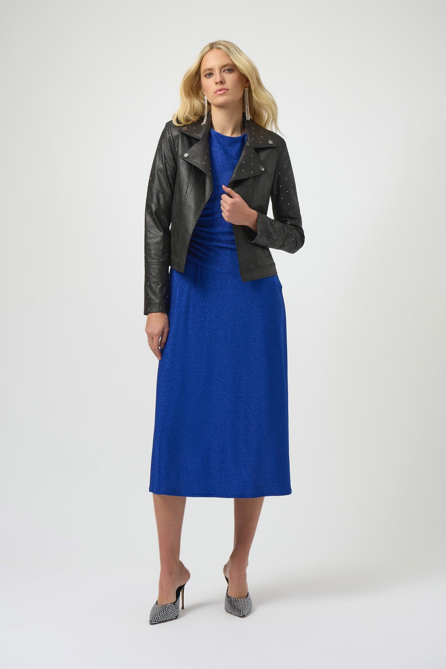 Foiled Faux Suede Fitted Jacket with Rhinestones
254904