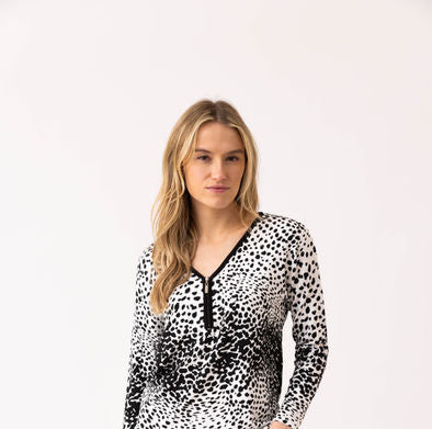 Marble Knit Top 7995 – Black/White Animal Print