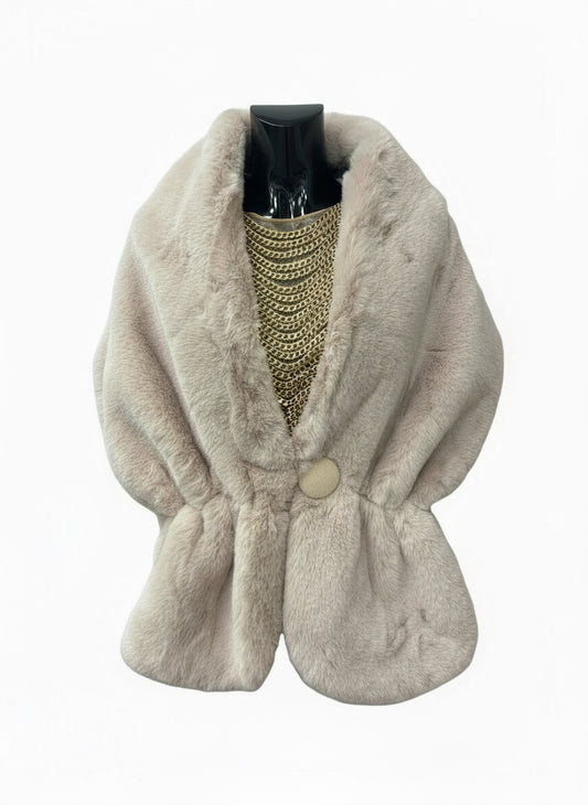 Doctor Bear faux fur cape in beige
